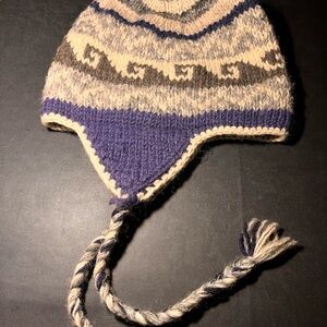Stylish Knit Women's Hat - Purple and Cream